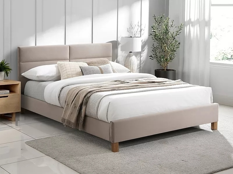 Letto Sierra Velvet in velluto beige – 140×200 cm