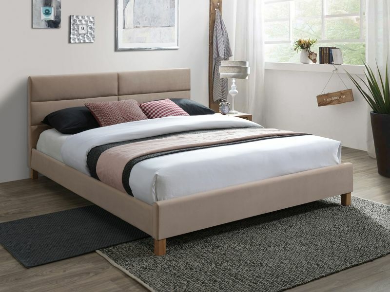 Letto Sierra Velvet in velluto beige – 160×200 cm