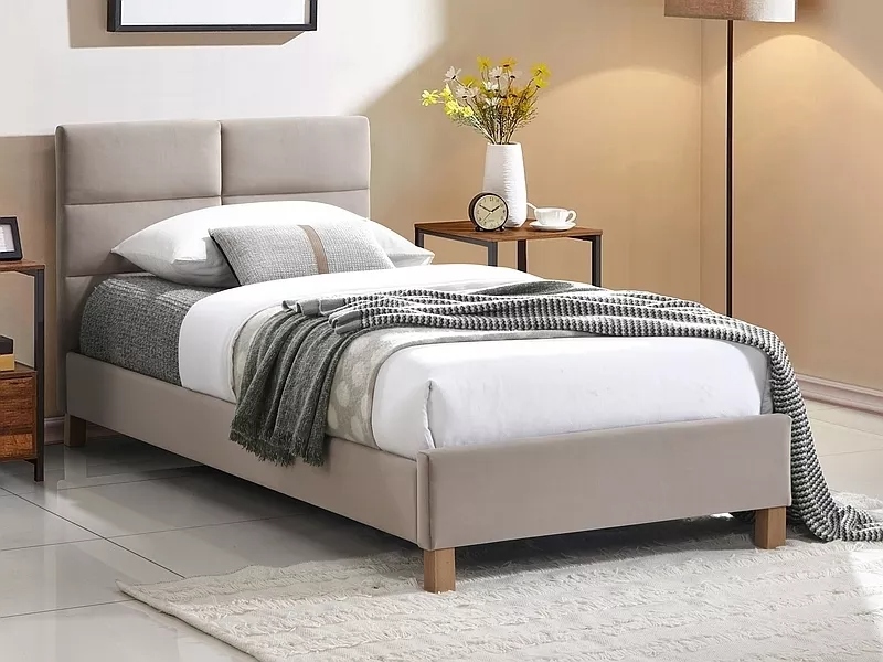 Letto Sierra Velvet in velluto beige – 90×200 cm1