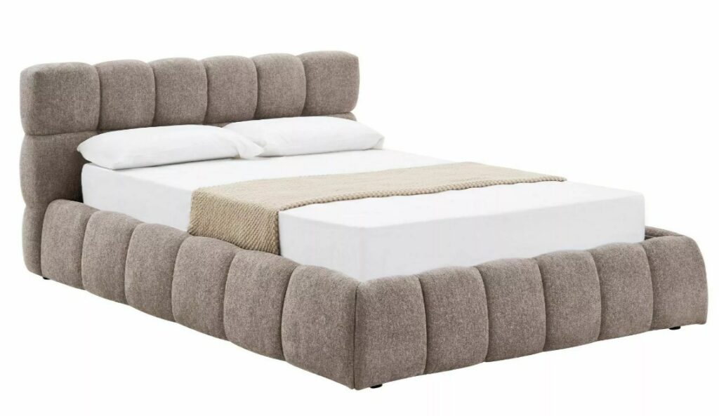 Letto contenitore Parma in tessuto strutturato Raven beige scuro – 160×200 cm