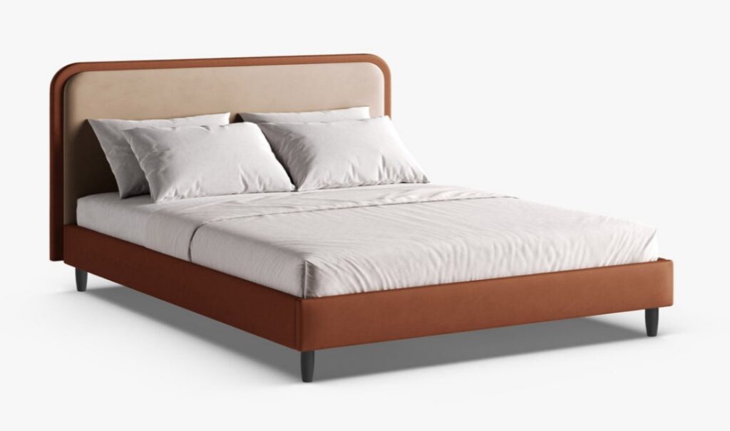 Letto imbottito Aveline in Magic Velvet e pelle vegan Vega – 140×200 cm