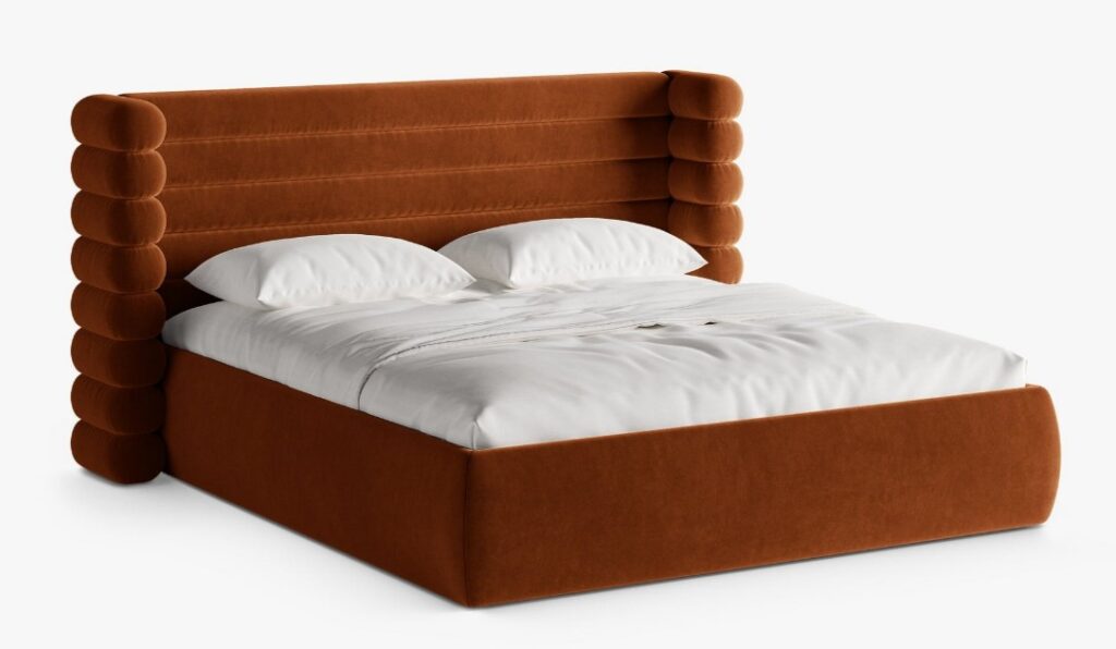 Letto imbottito Mount con contenitore in velluto Salvador – 180×200 cm