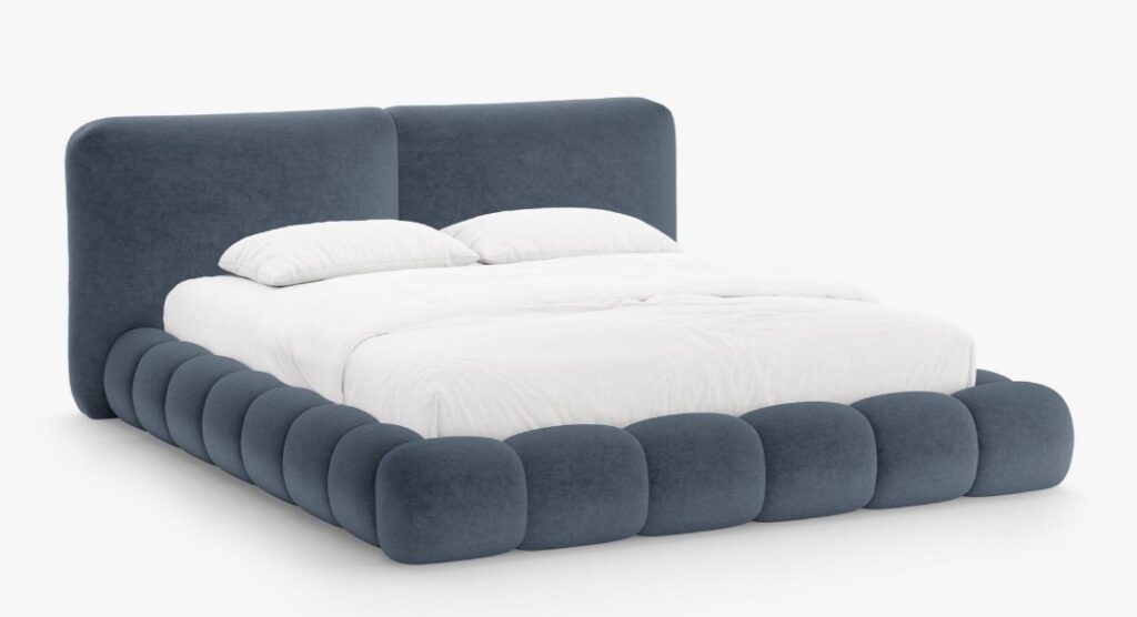Letto imbottito Solange con contenitore in chenille Perfect Harmony