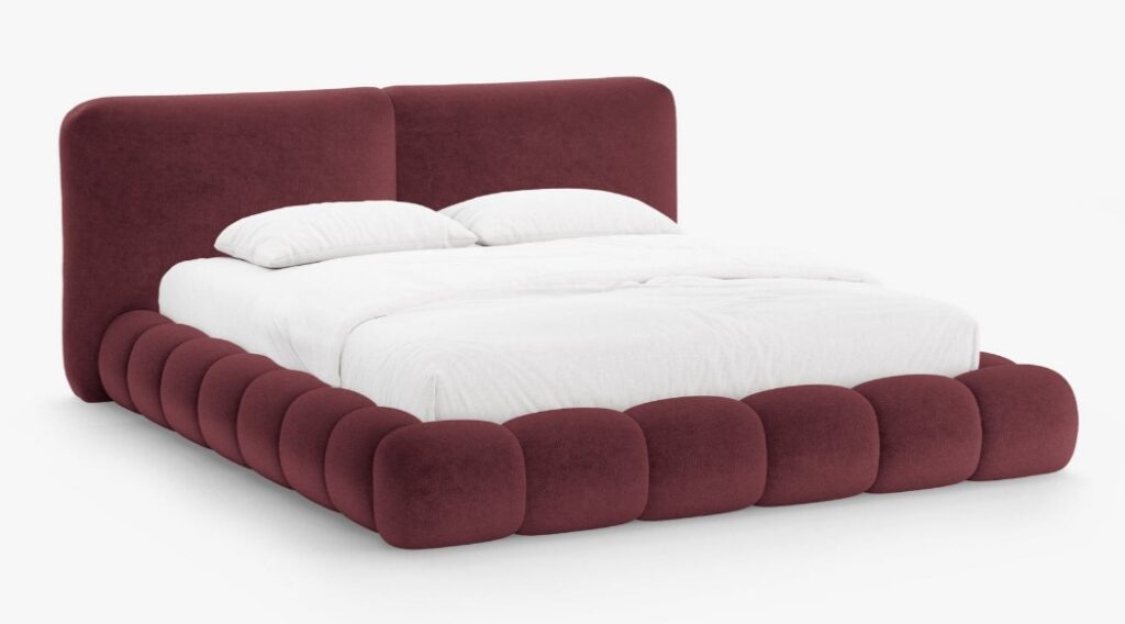 Letto imbottito Solange con contenitore in chenille Perfect Harmony – 140×200 cm