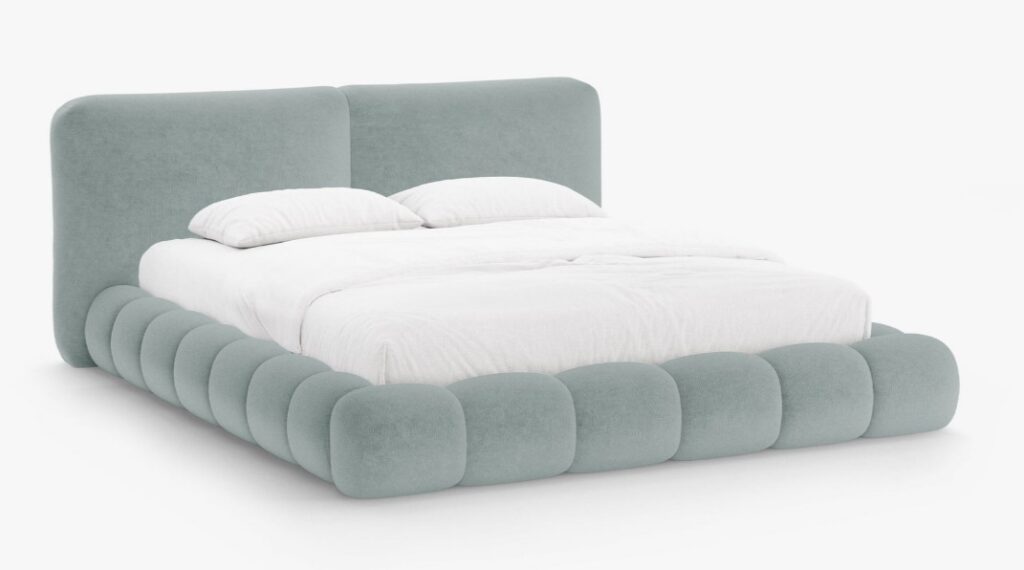 Letto imbottito Solange con contenitore in chenille Perfect Harmony – 200×200 cm