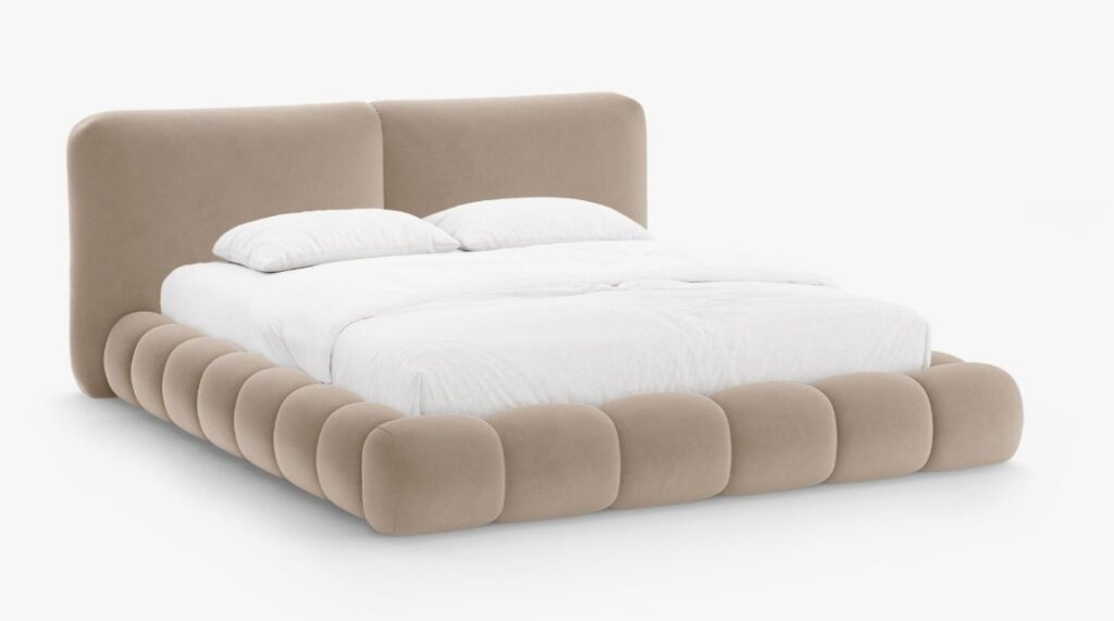 Letto imbottito Solange con contenitore in velluto Magic Velvet – 140×200 cm