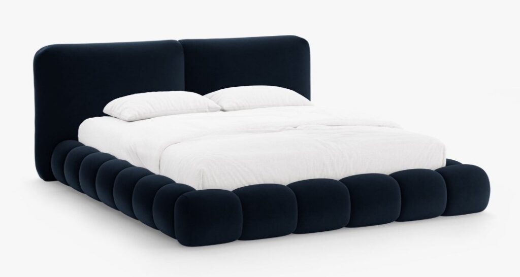 Letto imbottito Solange con contenitore in velluto Magic Velvet – 160×200 cm