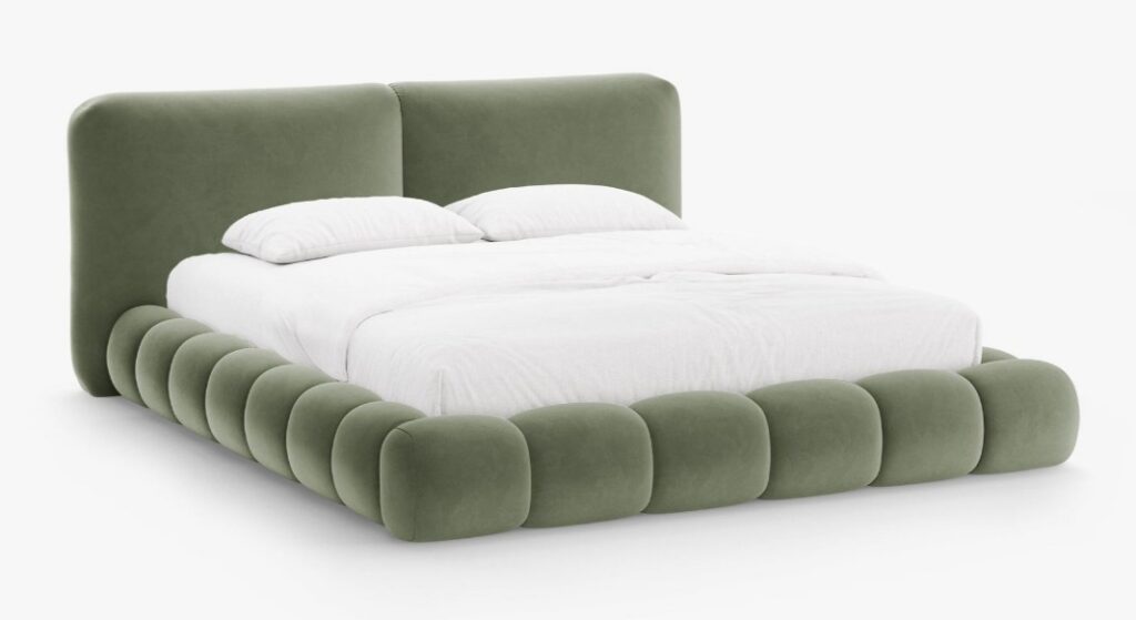 Letto imbottito Solange con contenitore in velluto Magic Velvet – 200×200 cm
