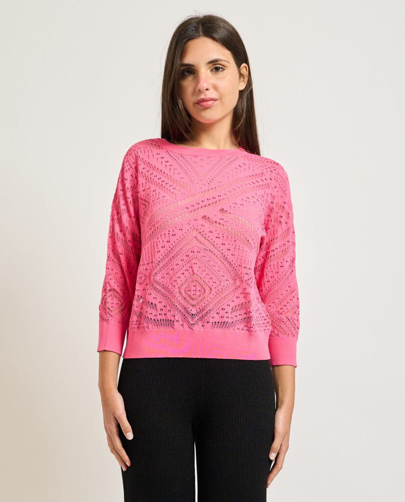 Maglia donna Yes Zee fantasia traforata2