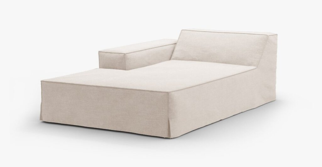 Modulo chaise longue Jodie con bracciolo e copertura in tessuto Lins – L162 cm