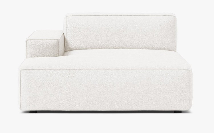Modulo chaise longue Jodie con bracciolo in bouclé Baloo – L162 cm