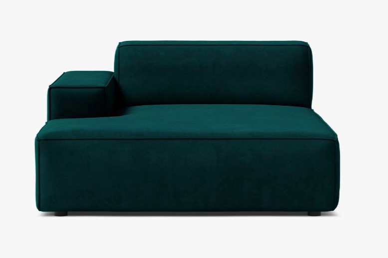 Modulo chaise longue Jodie con bracciolo in velluto Venus – L162 cm
