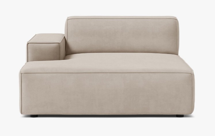 Modulo chaise longue Jodie con bracciolo in velluto – L162 cm