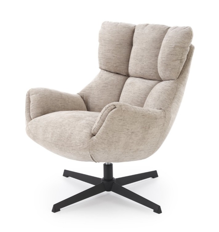 Poltrona girevole Orinoko in tessuto beige – H87 cm