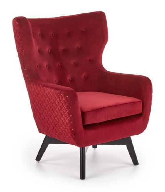 Poltrona imbottita Marvel in velluto bordeaux – H103 cm