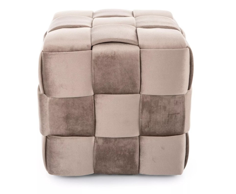 Pouf Casel Velvet in velluto color beige scuro – 42x42x42 cm
