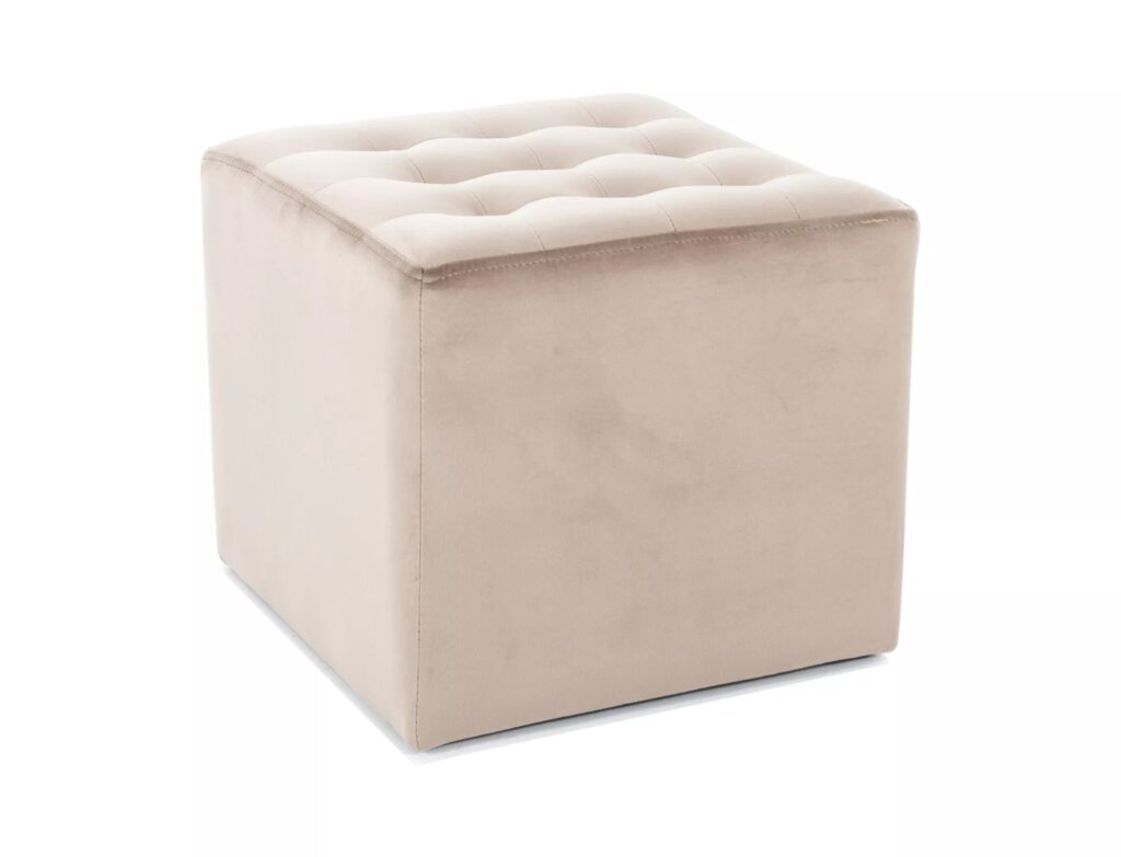 Pouf Lori Velvet in velluto beige – 39x39x34 cm