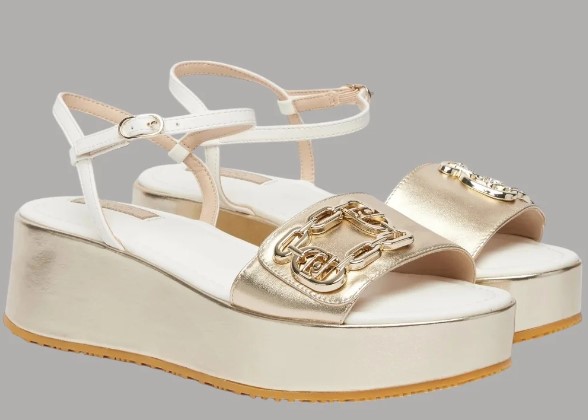 Sandali Oro Platform Donna Liu Jo con Logo e Finiture Metallizzate
