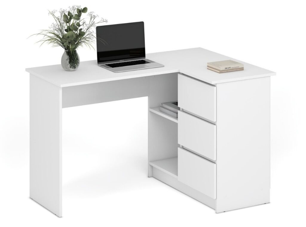 Scrivania BEGA – bianco – 124x85x76 cm