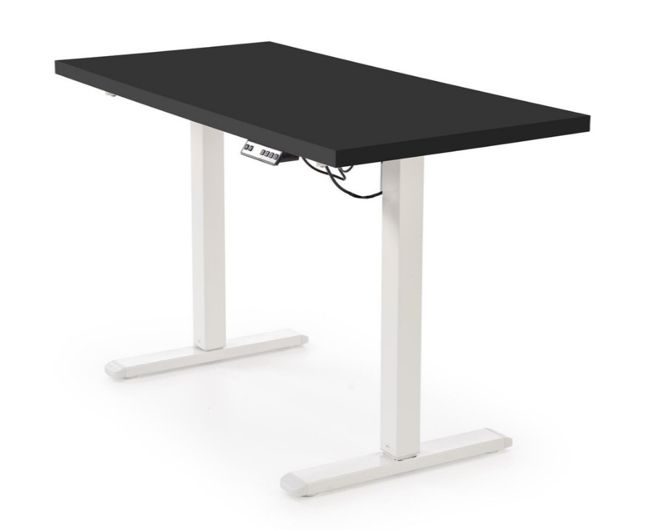 Scrivania regolabile B54 con piano nero e struttura bianca – 120x60x75 120 cm
