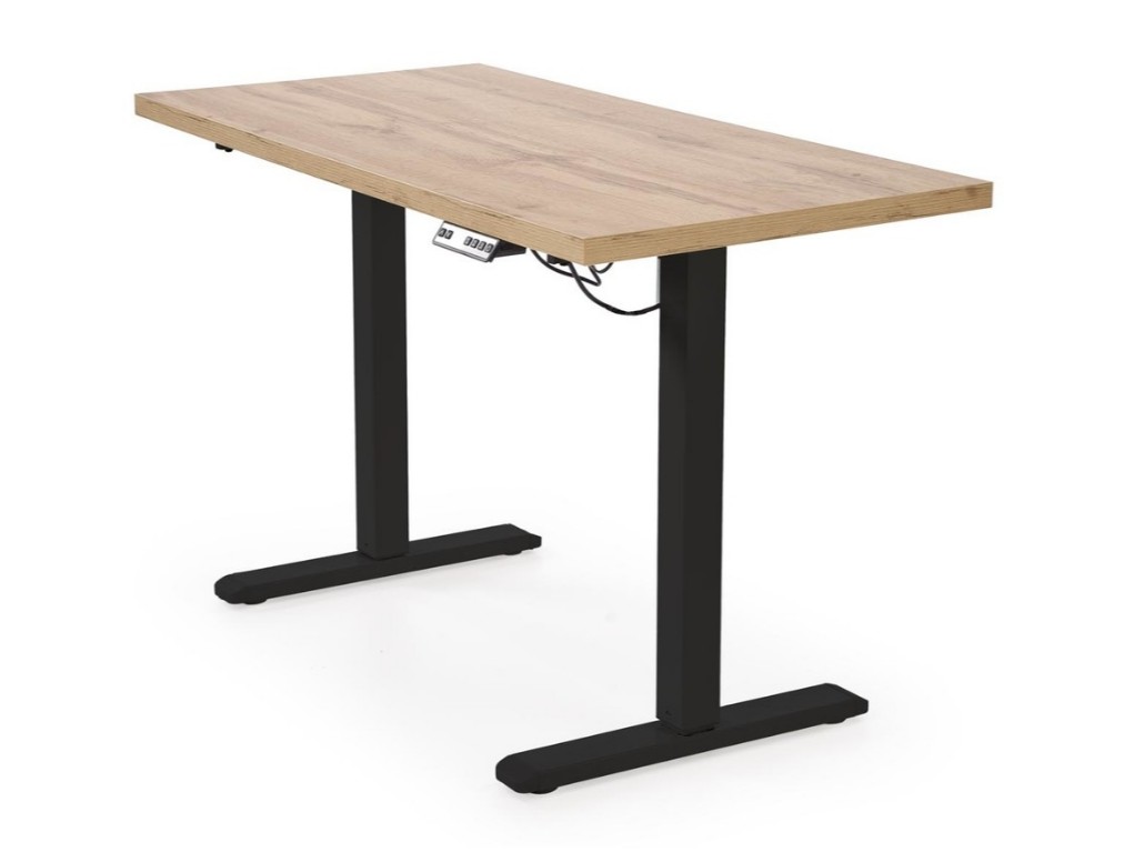 Scrivania regolabile in altezza B54 con piano rovere artisan e struttura nera – 120x60x75–120 cm