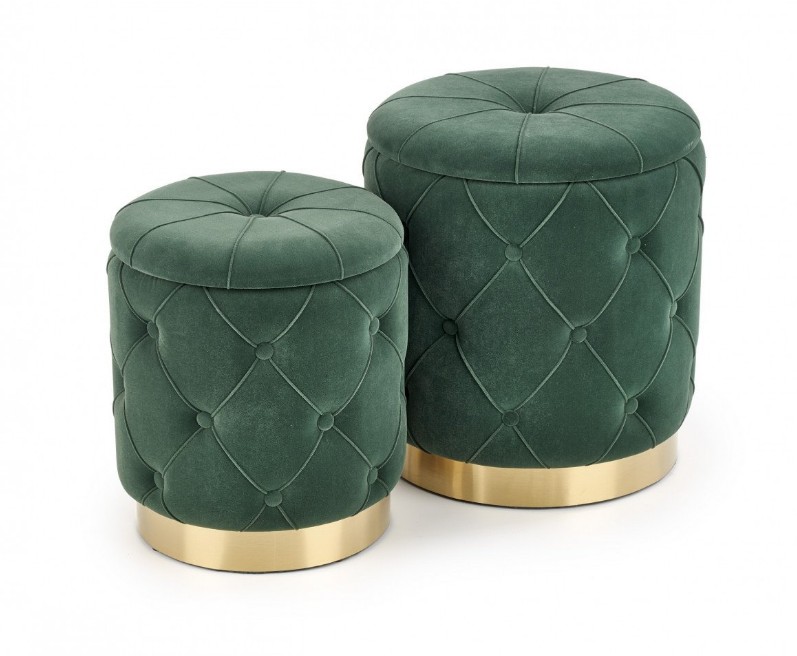 Set di Pouf imbottiti Polly Verde Oro