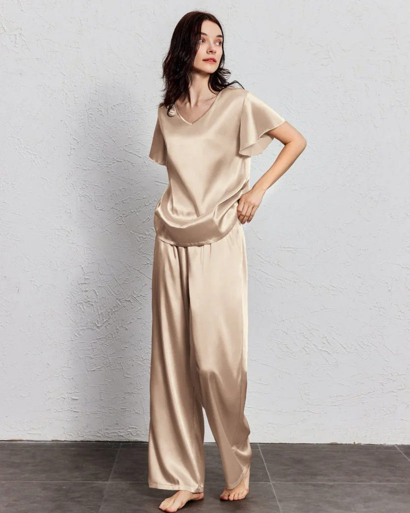 Silk Satin Ruffle Sleeve Pajama Sets (US Only)