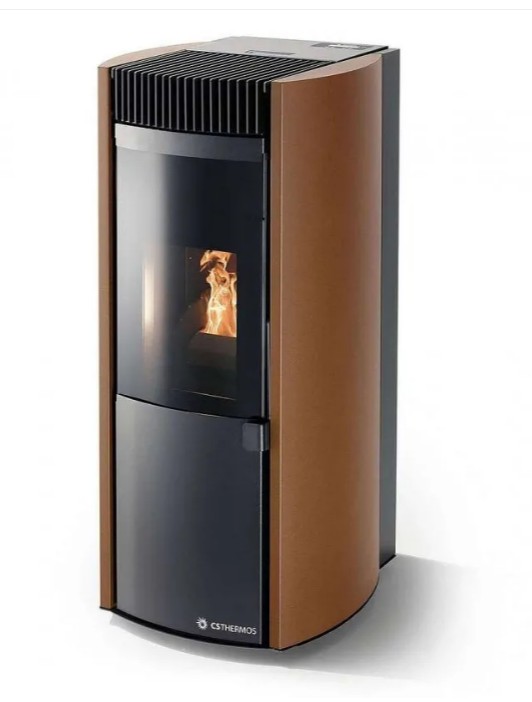 Stufa Garda 9 CS Thermos a pellet con bruciatore autopulente, Metallo Bronzo
