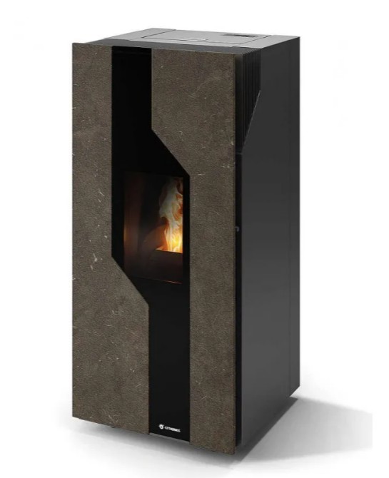 Stufa Sirmione 9 CS Thermos a pellet con bruciatore autopulente, Pietra Umbra