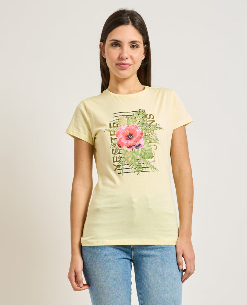 T shirt donna Yes Zee in cotone con stampa2