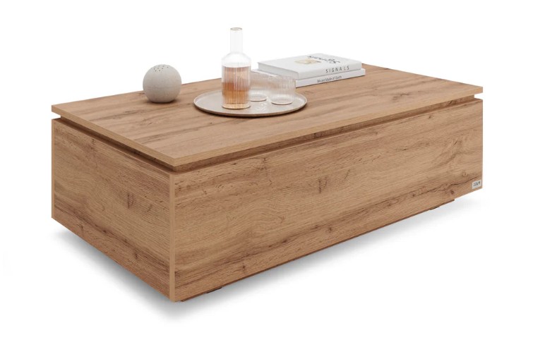 Tavolino da salotto contenitore X, Rovere Rustico