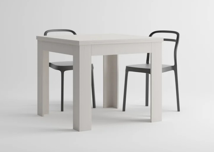 Tavolo Quadrato Allungabile a libro Eldorado, 90x(180)x90 cm, Bianco Frassino
