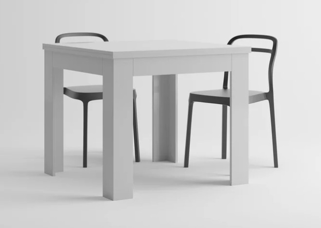 Tavolo Quadrato Allungabile a libro Eldorado, 90x(180)x90 cm, Bianco Lucido