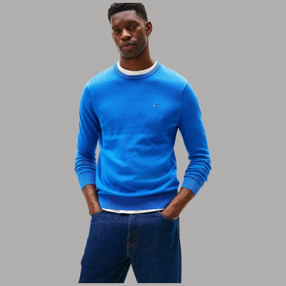 Tommy Hilfiger Pullover Cotone Regular Fit Bandierina Ricamata