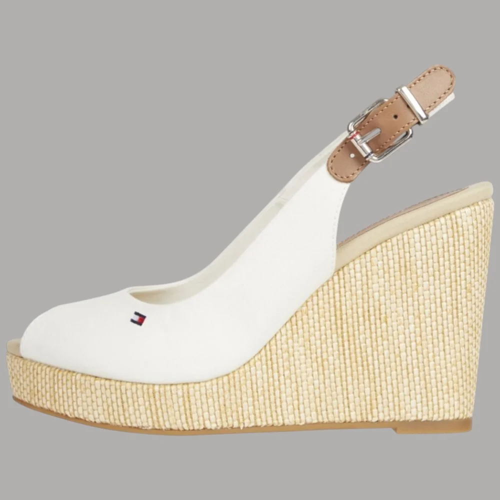 Tommy Hilfiger Sandali Zeppe Donna Bianchi Plateau Altezza 10,5 cm