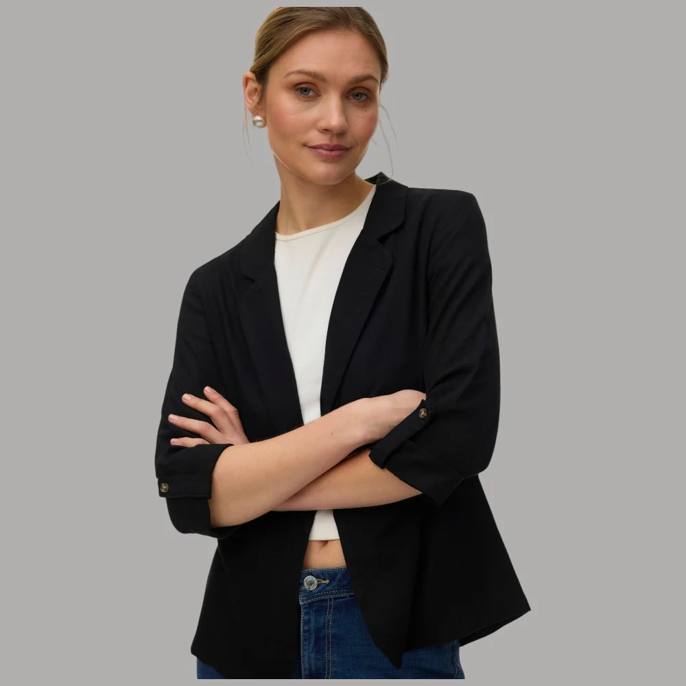 Vero Moda Giacca Blazer Donna Lino e Viscosa Manica 3 4 Tasche