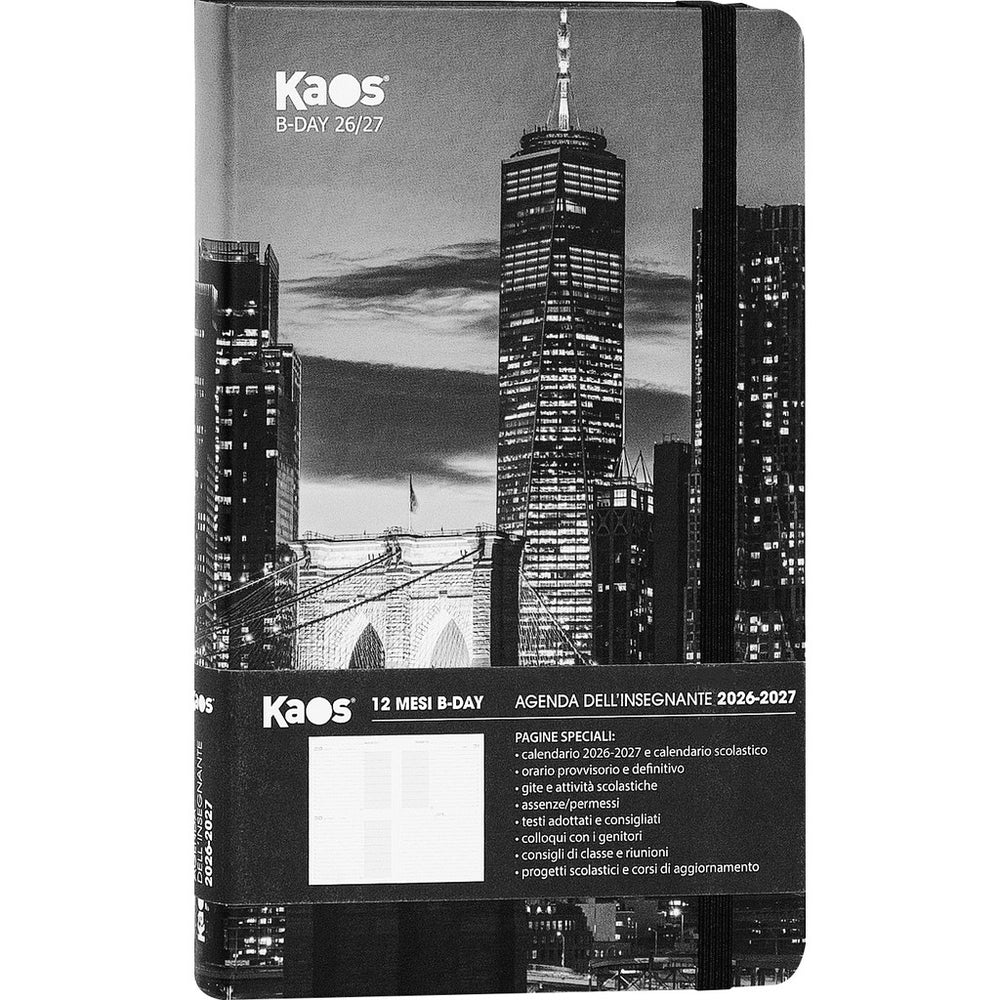 Agenda Insegnanti 12 Mesi 2026 27 Kaos Bigiornaliera New York