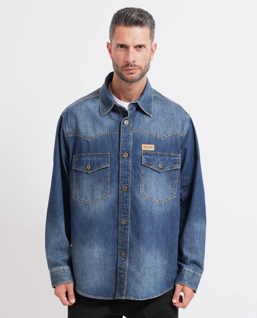 Camicia oversize in denim di cotone Hugo uomo