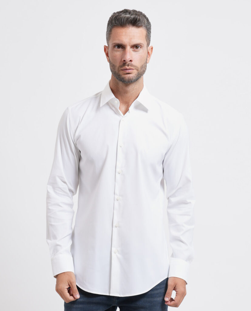 Camicia uomo Boss slim fit in twill elasticizzato