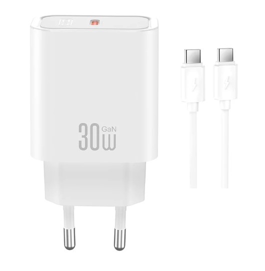 Caricatore da rete con cavo USB C XO Design CE41, 30W, 3A, 1 x USB C, Bianco