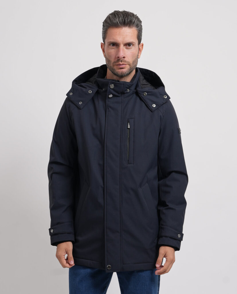 Giubbotto uomo Bugatti con cappuccio e zip nascosta