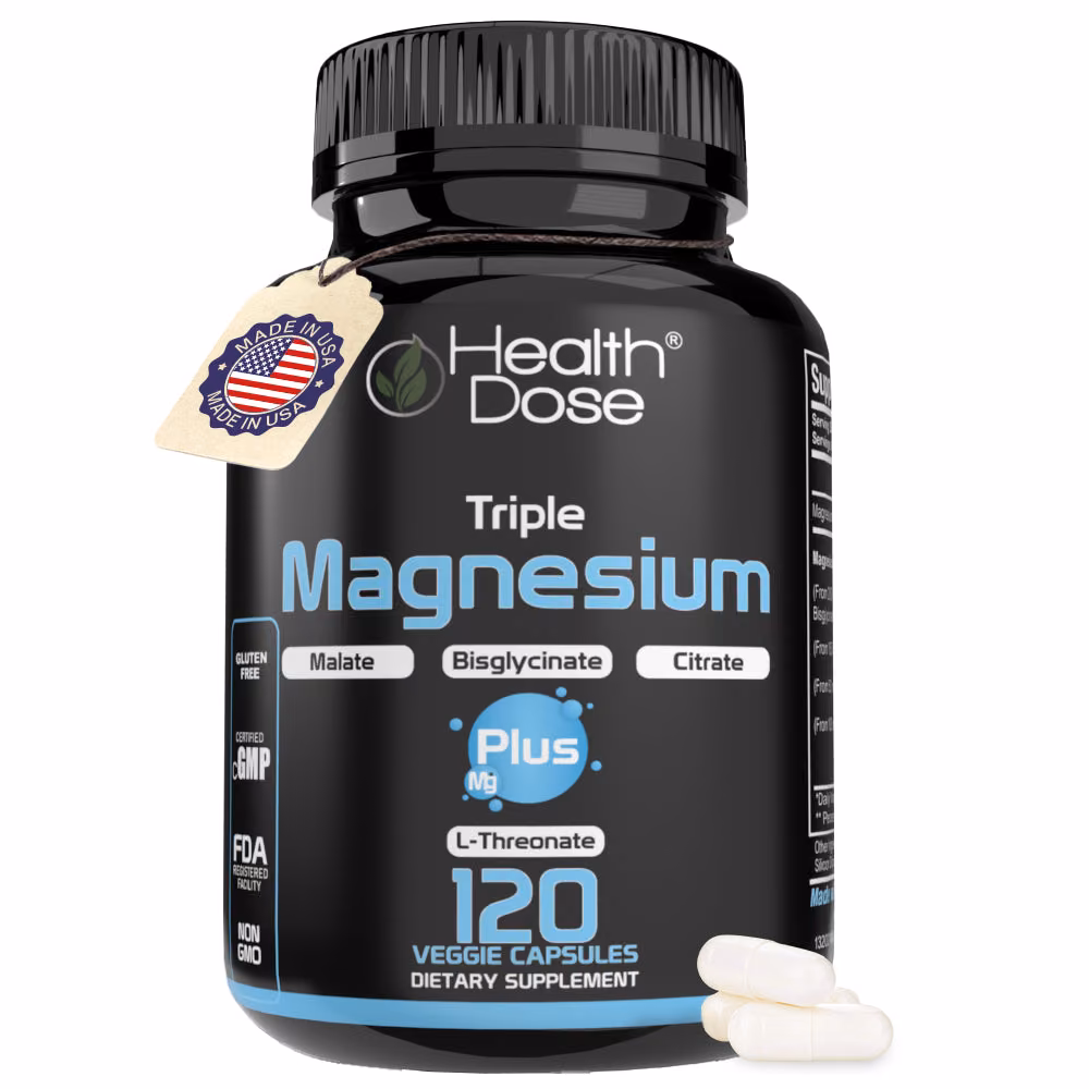 HealthDose Triple Magnesium + L threonate.120 Capsules