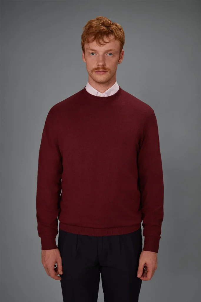 Maglia uomo girocollo in misto lana e cotone regular fit