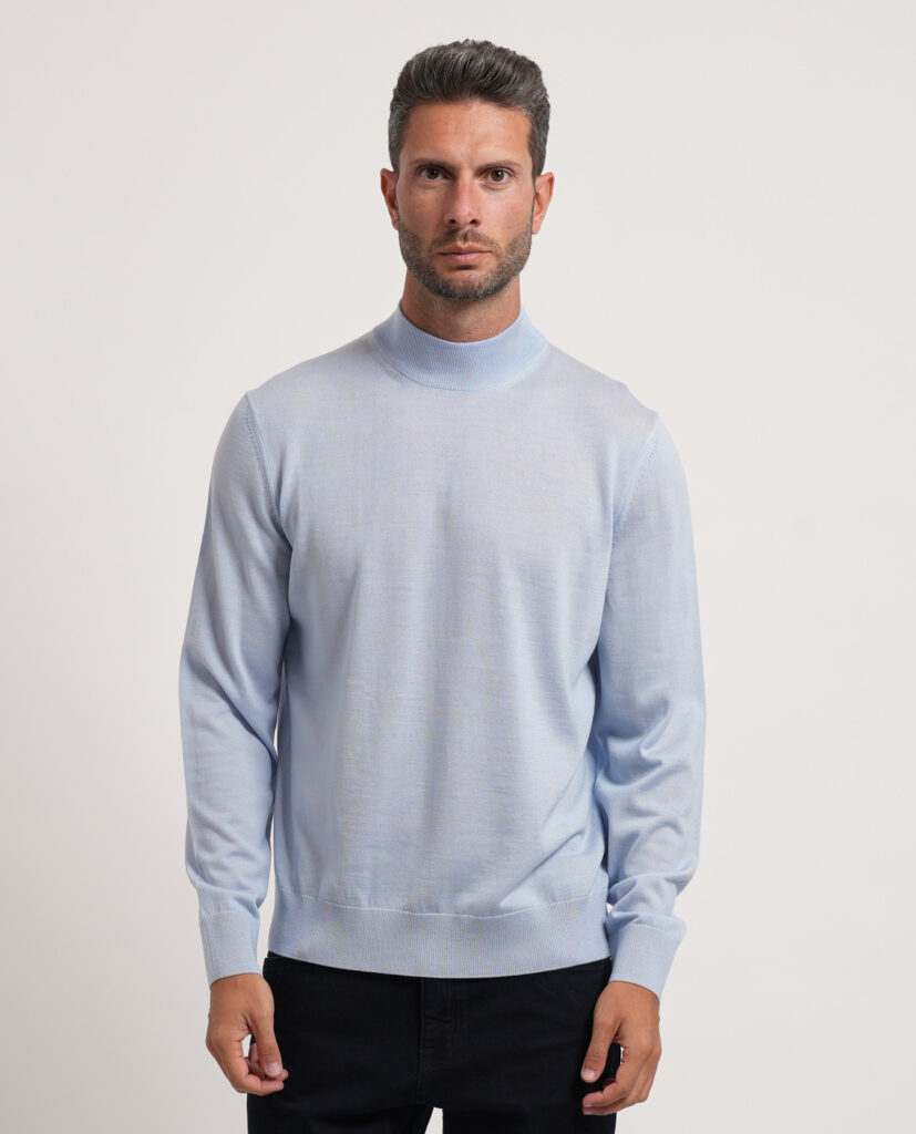 Maglione a lupetto Boss uomo in lana extrafine