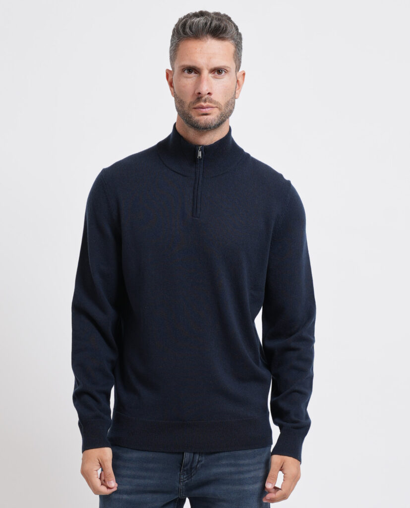 Maglione con zip Boss uomo in lana e cashmere1