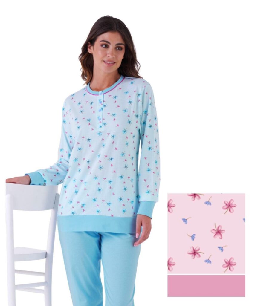 Pigiama donna a serafino in jersey di cotone Karelpiu' KE0051