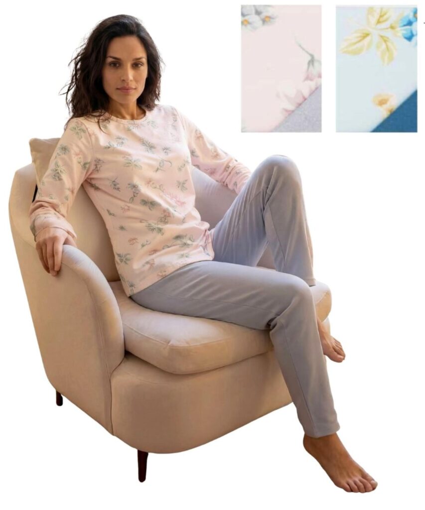 Pigiama donna a serafino in jersey di cotone caldo Linclalor