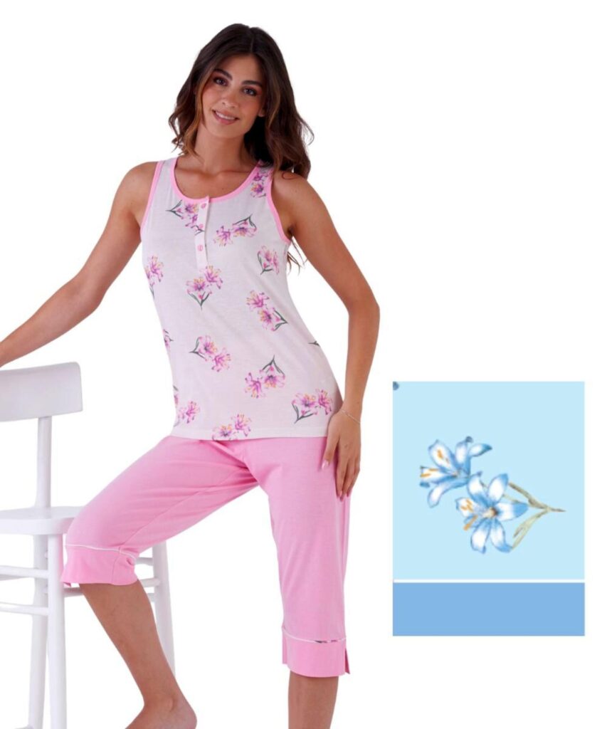 Pigiama donna calibrato a spalla larga e pinocchietto Karelpiu' KE0335