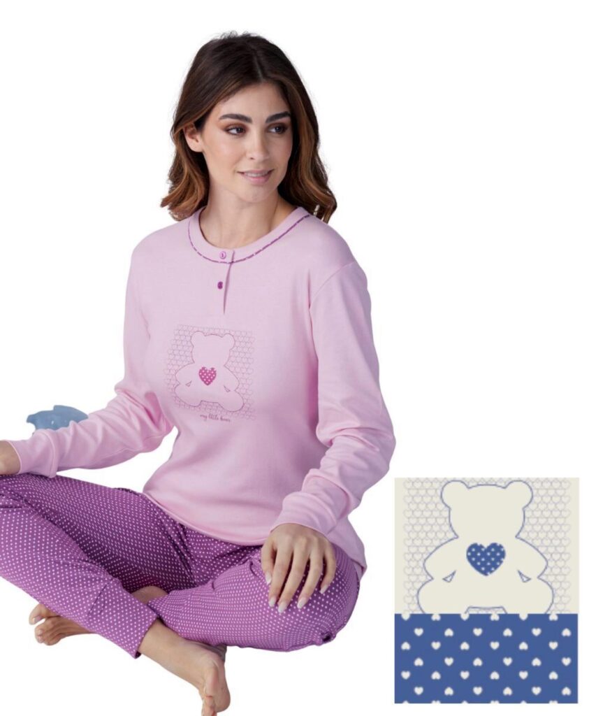 Pigiama donna in jersey di cotone caldo Karelpiu' KF9072