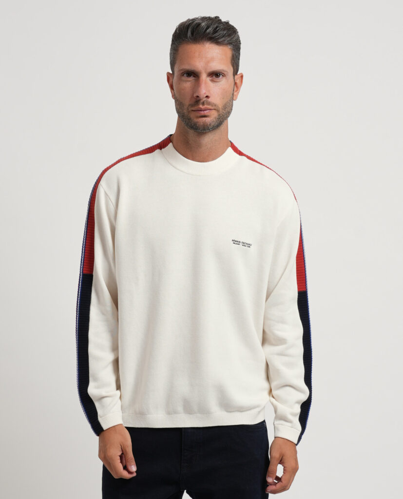 Pullover girocollo AX con bande laterali